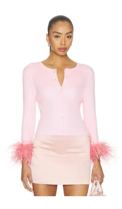 Milkwhite Feather Cardigan In Pink