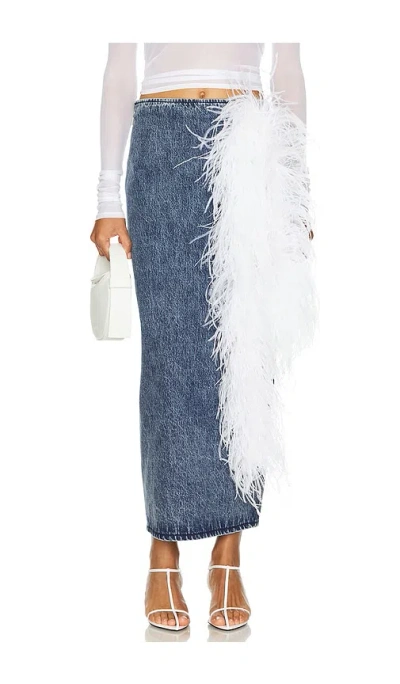 Milkwhite Midi Pencil Skirt In Denim Medium