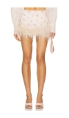 Milkwhite Mini Skirt With Feathers In Pink