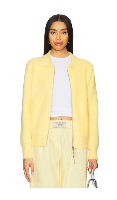 Milkwhite Zip Up Cardigan In 黄色