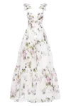 Milla Apple Blossom Tender Floral Maxi Tie-strap Dress In White