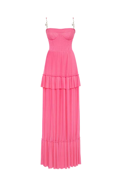 Milla Barbie Pink Spaghetti Strap Pleated Maxi Dress, Garden Of Eden
