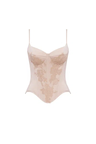 Milla Beige Sculpting Lace Corset, Parisienne In Neutral