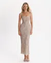 Milla Beige Sequinned Maxi Dress In Pattern