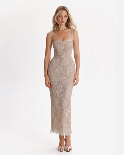 Milla Beige Sequinned Maxi Dress In Pattern