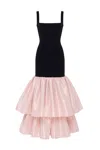 Milla Fitted Maxi Dress With Puffy Tiered Skirt In Multi