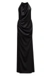 Milla Black Mock Neck Sleeveless Low Slit Dress In Black
