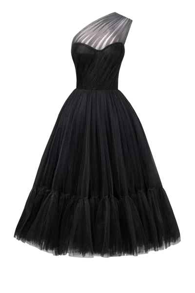 Milla Black One-shoulder Cocktail Tulle Dress