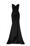 MILLA BLACK STRAPLESS EVENING GOWN WITH THIGH SLIT