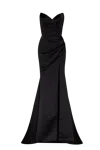 Milla Black Strapless Evening Gown With Thigh Slit In Black