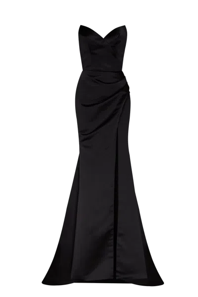 Milla Black Strapless Evening Gown With Thigh Slit