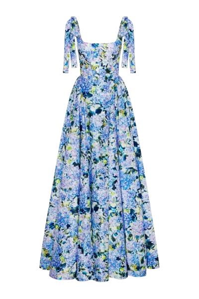 Milla Blue Hydrangea Strapped Maxi Dress In Multi Color