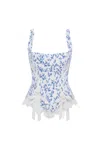Milla Blue Lavender Corset On Straps With Bows And Ribbon Lacing