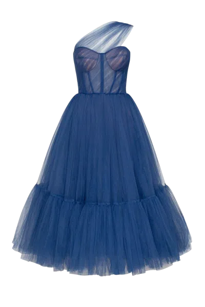 Milla Blue One-shoulder Cocktail Tulle Dress