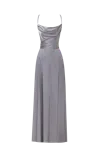 Milla Boudoir Dusty Blue Silk Slip Dress In Silver