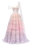 Milla Charming Ball Gown With The Frill-layered Ombre Maxi Skirt In Purple
