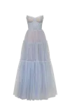 Milla Cloudy Blue Tulle Maxi Dress With Ruffled Skirt, Garden Of Eden In Blue