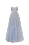 Milla Ocean Wave Tulle Maxi Dress With Ruffled Skirt, Garden Of Eden In Dark Blue