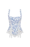 Milla Blue Lavender Corset On Straps With Bows And Ribbon Lacing In White