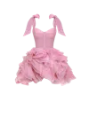 Milla Danceable Mini With Ruched Flower Appliques, Garden Of Eden In Pink