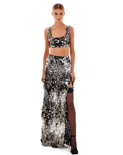 Milla Dazzling Sequined Set In Silver