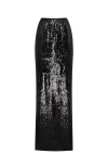 Milla Dramatic Fitted Sequinned Black Maxi Skirt In Black