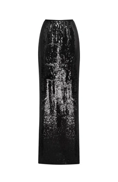 MILLA MILLA DRAMATIC FITTED SEQUINED MAXI SKIRT
