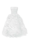 Milla Dramatically Flowered Tulle Dress In White In White