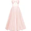 Milla Misty Rose Strapless Puffy Midi Tulle Dress In Misty Rose
