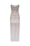 Milla Entrance-worthy Semi-sheer Sequined Silver Maxi Dress In Silver