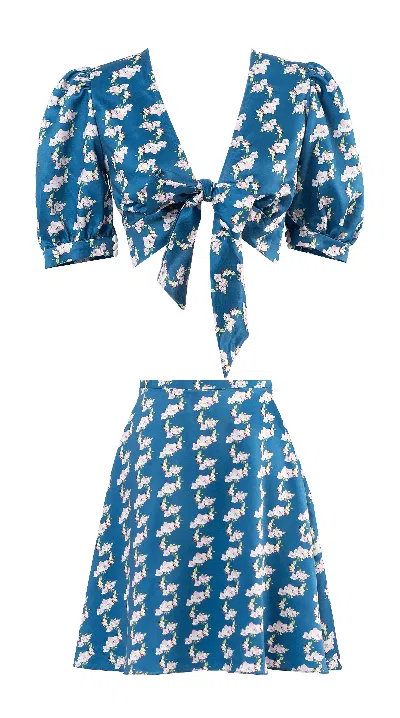 Milla Feminine Mini Co-ord Set In Blue