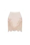 Milla Fitted Beige Mini Skirt Adorned With Lace, Parisienne