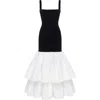 Milla Fitted Maxi Dress With Puffy Tiered Skirt In Multi