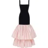 Milla Fitted Maxi Dress With Puffy Tiered Skirt In Multi