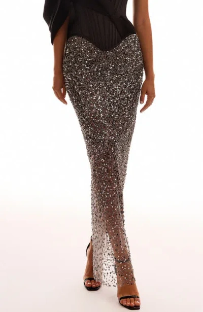 Milla Fitted Sequin Pencil Maxi Skirt In Neutral