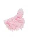 Milla Flirty Ruffled One-shoulder Organza Pink Top In Misty Rose