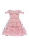 Milla Flirty Ruffled Tulle Mini Dress In Misty Rose
