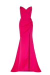 Milla Fuchsia Strapless Evening Gown With Thigh Slit In Pink