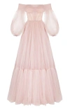 Milla Misty Rose Sheer Sleeves Maxi Tulle Dress In Misty Rose
