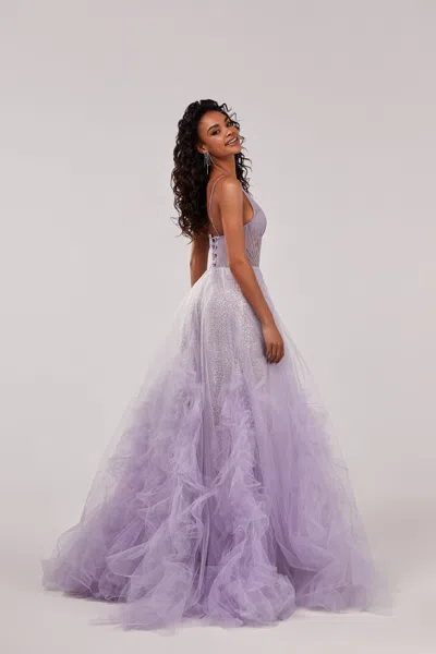 Milla Lavender Tender Sparkling Tulle Dress With The Long Ruffle Skirt In Purple