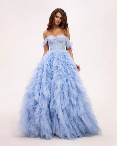 Milla Light Blue All Ruffled Up Evening Simple Dress