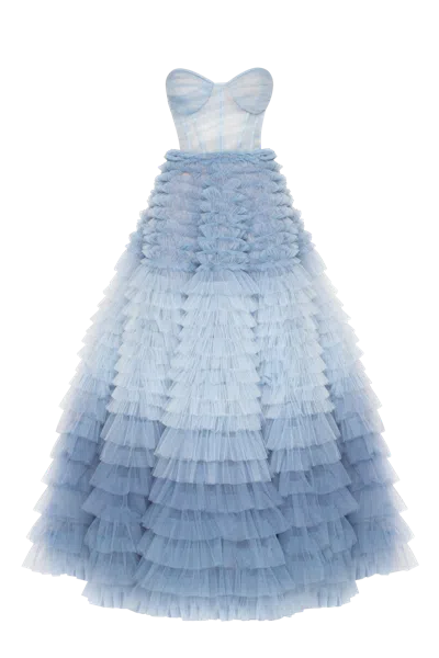 Milla Light Blue Strapless Frill-layered Fluffy Dress