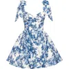 Milla Marvelous Blue Hydrangea Mini Dress On Straps, Garden Of Eden In Blue-double