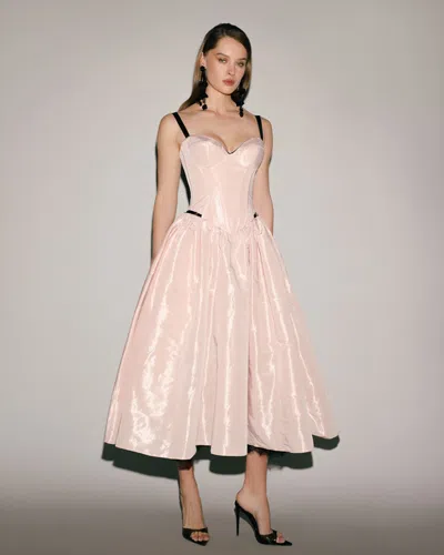 Milla Misty Rose Corset Midi Dress With Contrast Details In Multi