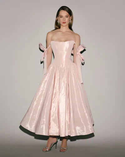 Milla Misty Rose Taffeta Corset Midi Dress In Pattern