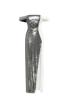 MILLA NOTEWORTHY WHITE SATIN MAXI GOWN COVERED IN SILVER SEQUINS, XO XO