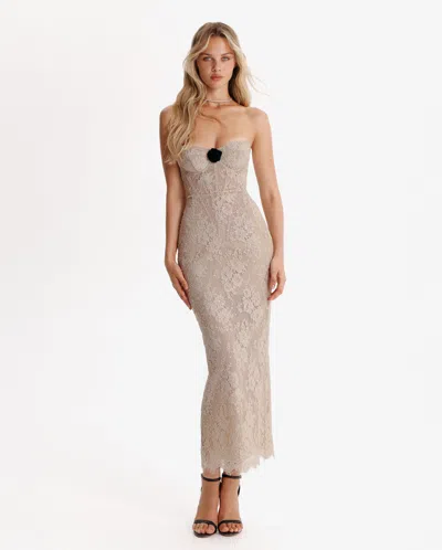 Milla Nude Lace Corset Maxi Dress In White