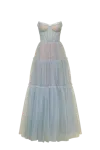 Milla Ocean Wave Tulle Maxi Dress With Ruffled Skirt, Garden Of Eden In Blue