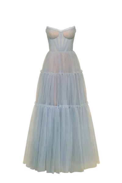 Milla Ocean Wave Tulle Maxi Dress With Ruffled Skirt, Garden Of Eden