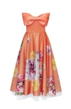 Milla Playful Floral Midi Dress With Bow In Orange Floral